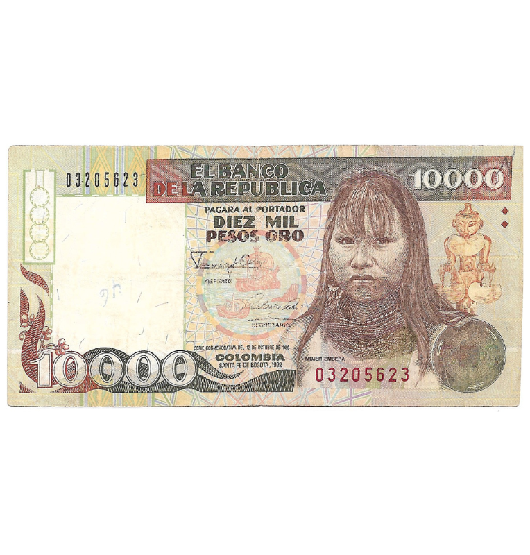 Colombia 10.000 Pesos 1992 NO UNC