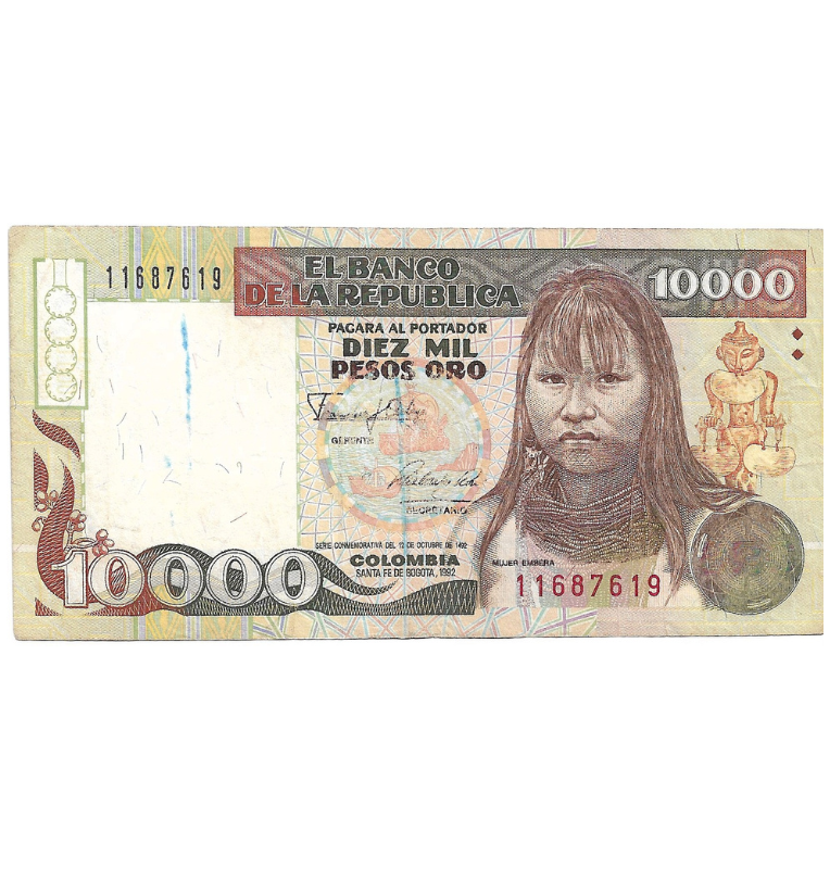 Colombia 10.000 Pesos 1992 NO UNC
