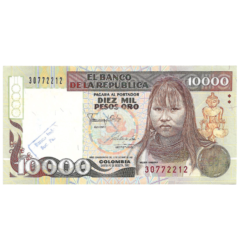 Colombia 10.000 Pesos 1992 NO UNC