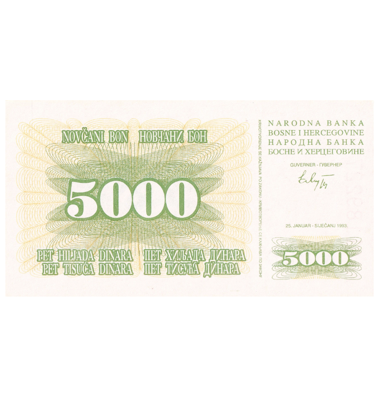 Bosnia y Herzegovina 5.000 Dinaras 1993 Pick 16