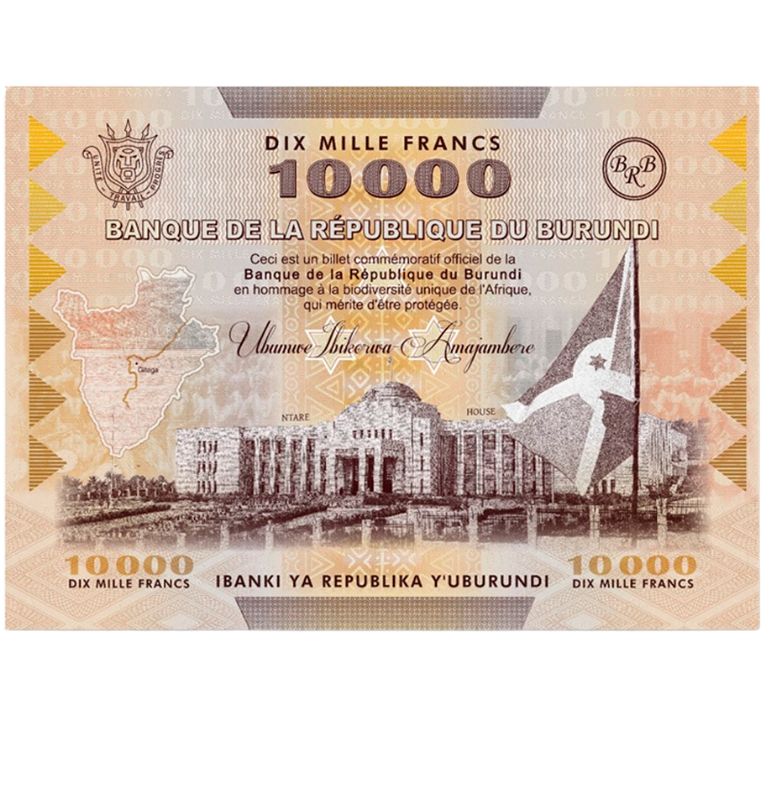 Burundi 10.000 Francos 2025 Emisión Conmemorativa 50 aniversario de la CITES