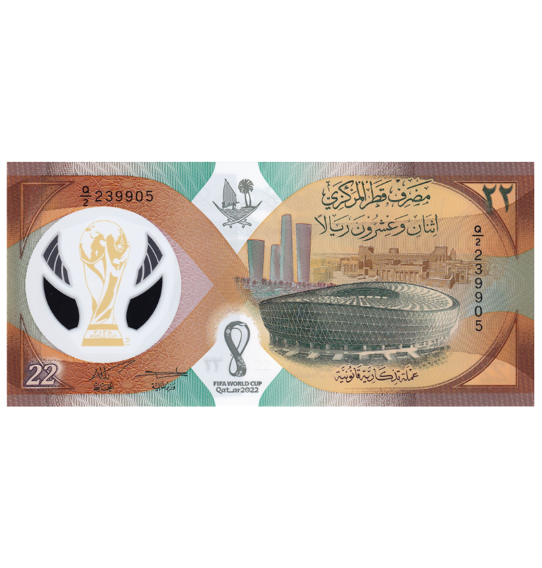 Catar 22 Riales 2022 Pick 39 Conmemorativo Polímero