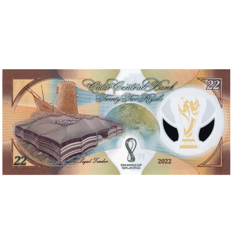 Catar 22 Riales 2022 Pick 39 Conmemorativo Polímero