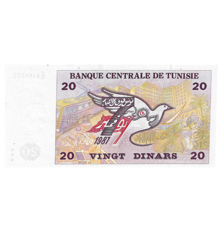 Túnez 20 Dinars 1992 Pick 88