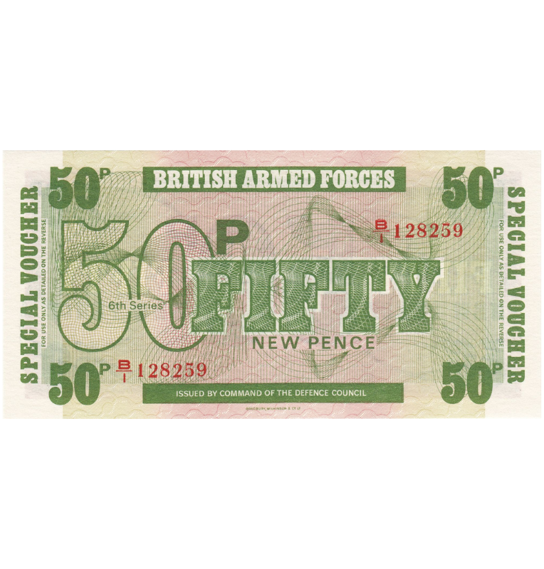 Reino Unido 20 Nuevos Peniques 1972 ND Pick M46a Vales de confinamiento › Vales militares