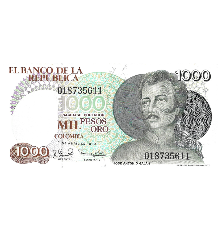 Colombia 1.000 Pesos Oro 1979 NO UNC