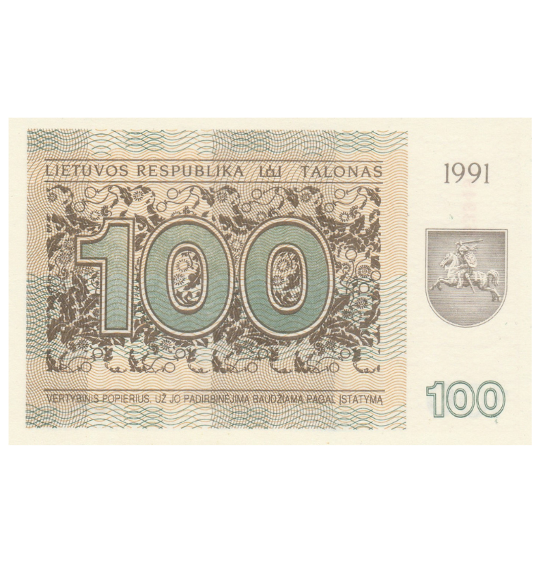 Lituania 100 Talones 1991 Pick 38b