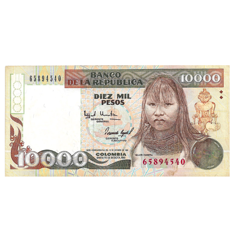 Colombia 10.000 Pesos 1993 NO UNC