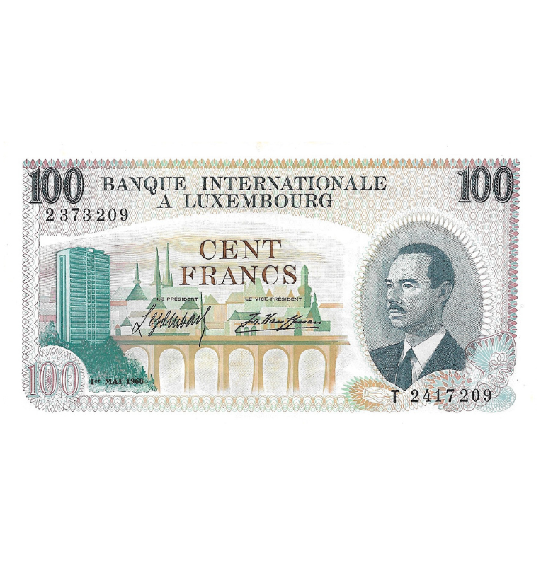 Luxemburgo 100 Francos 1968 Pick 14a (Tiene manchas)