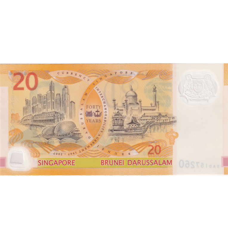 Singapur 20 Dólares 2007 Pick 53 Polímero
