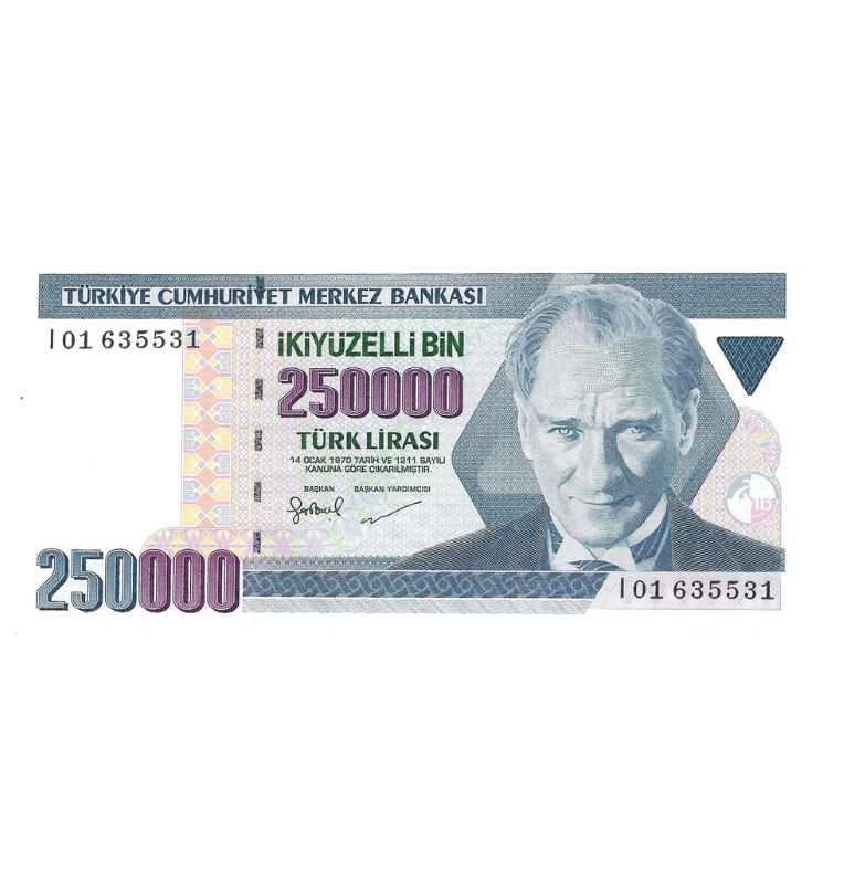 Turkey 250000 Lira 1998 ND Pick 211