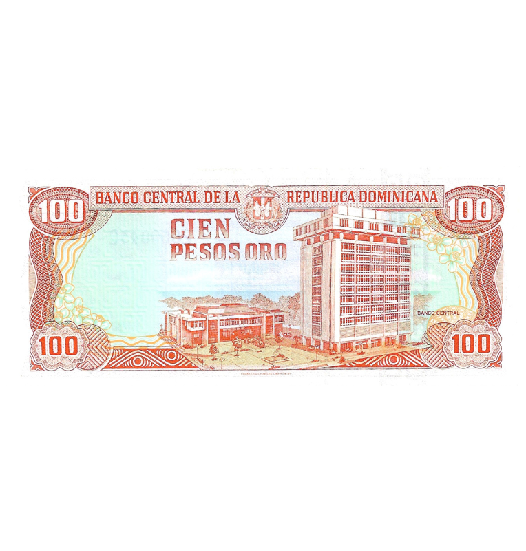 Republica Dominicana 100 Pesos Oro 1990 Pick 128b. Serial bajo #43