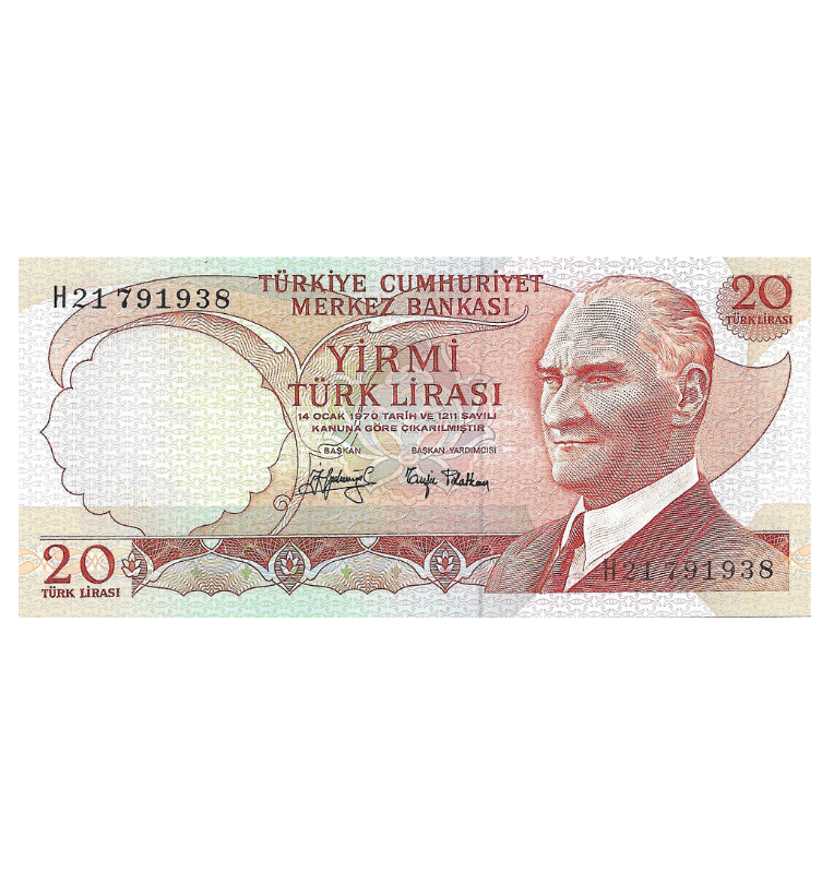 Turkey 20 Lira 1974 ND Pick 187a
