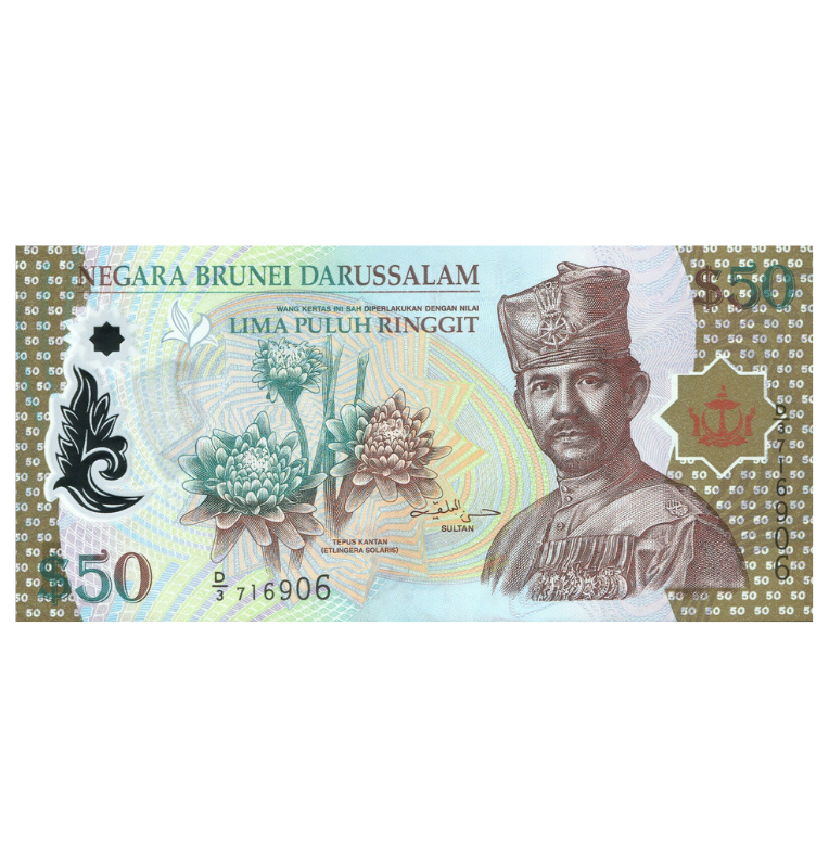 Brunei Darussalam 50 Ringgit 2004 Pick 28. Polimero