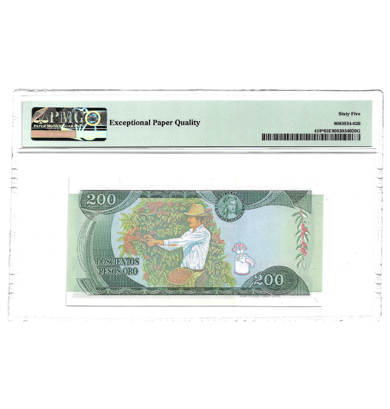 Colombia 200 Pesos Oro 1978. Certificado 65 EPQ