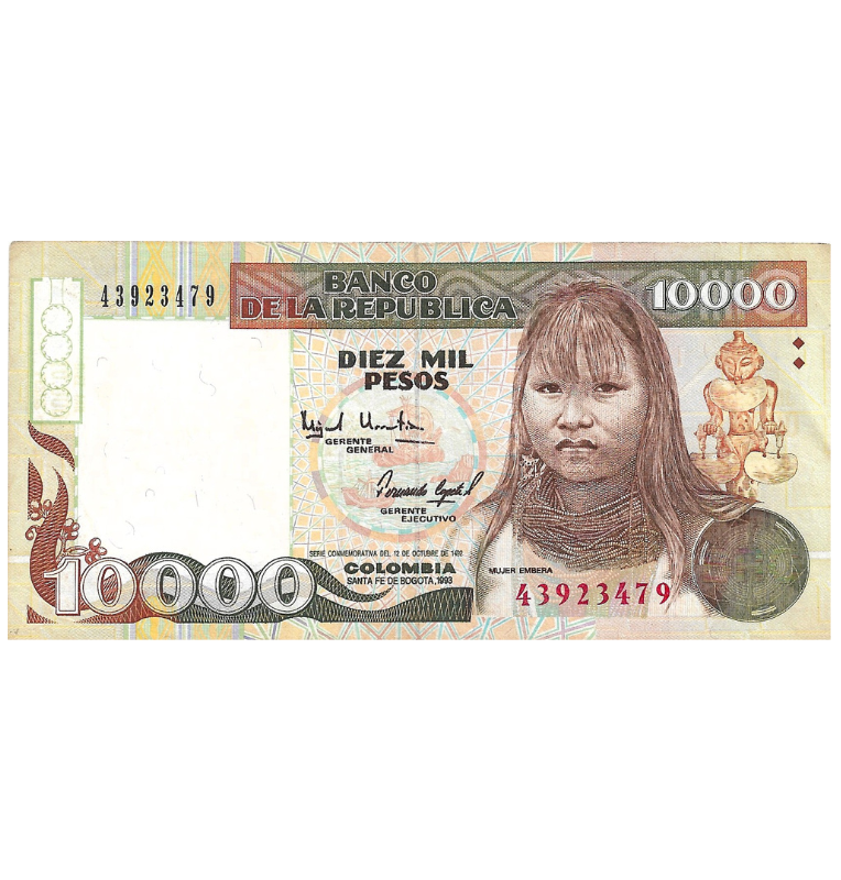 Colombia 10.000 Pesos 1993 NO UNC