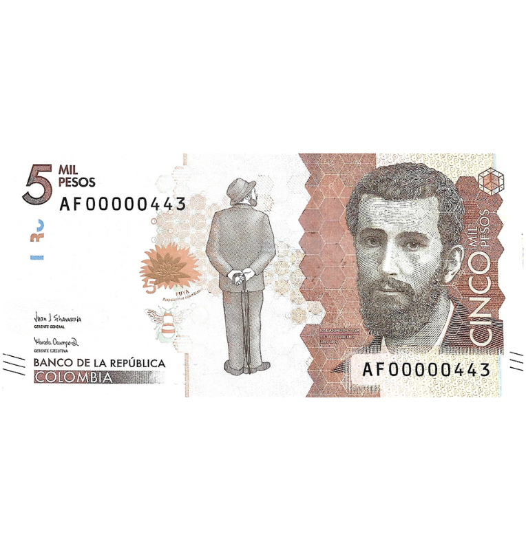 Colombia 5.000 Pesos 2018 Numero bajo #443