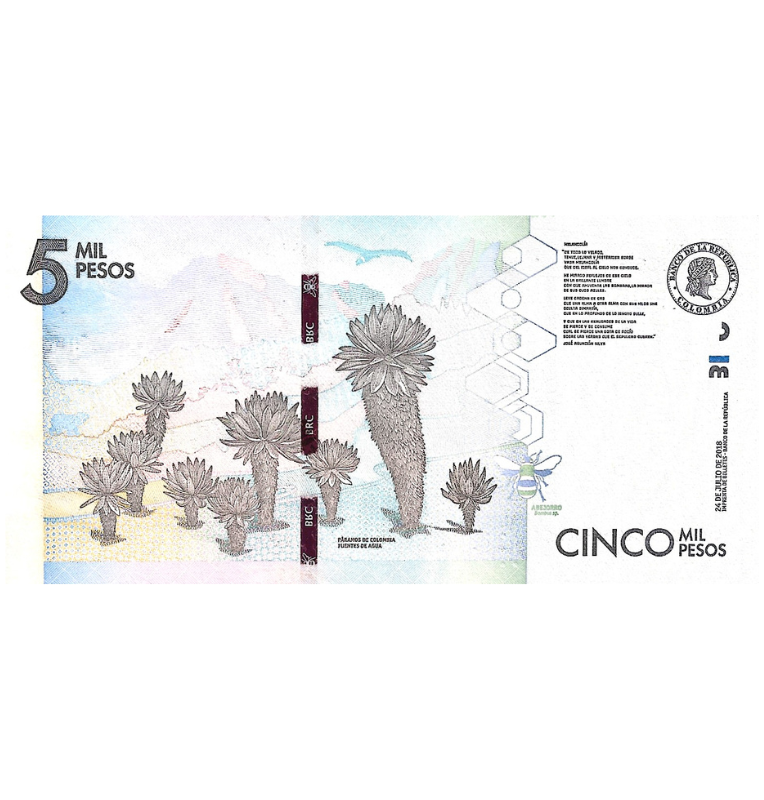Colombia 5.000 Pesos 2018 Numero bajo #442