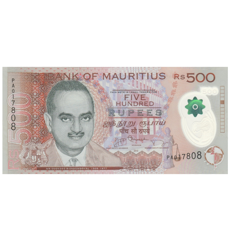 Mauricio 500 Rupias 2013 Pick 66a (Polímero)