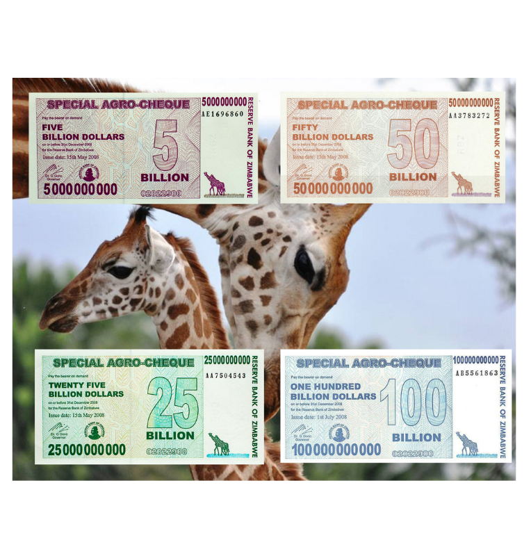 Zimbabue Set de 4 billetes 2008 Pick 61,62,63,64