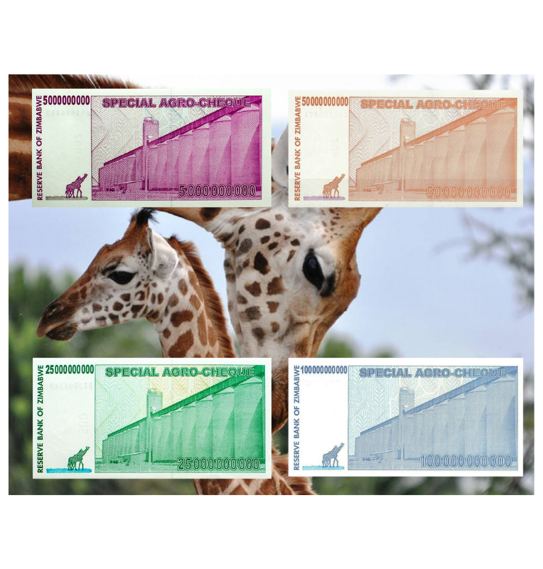 Zimbabue Set de 4 billetes 2008 Pick 61,62,63,64