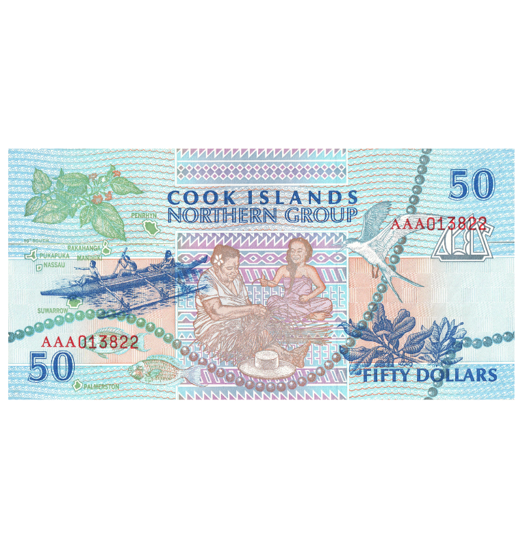Isla Cook 50 Dólares 1992 ND Pick 10a