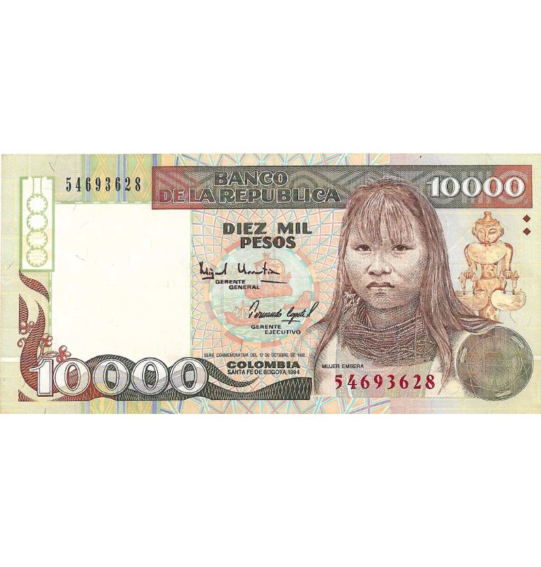 Colombia 10.000 Pesos 1994 NO UNC