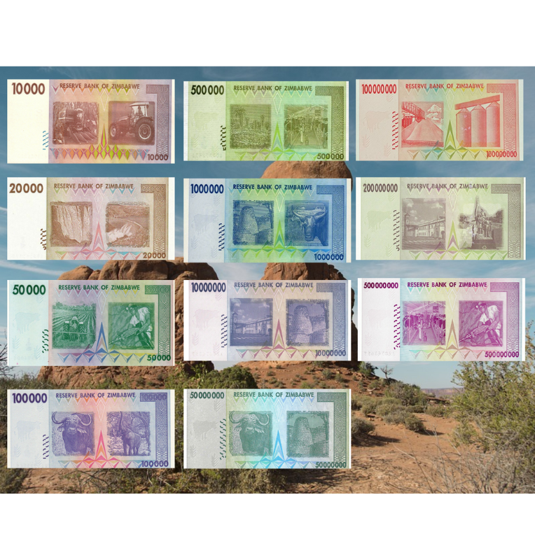 Zimbabue Set de 11 billetes 2008 Pick 72,73,74,75,76,77,78,79,80,81,82