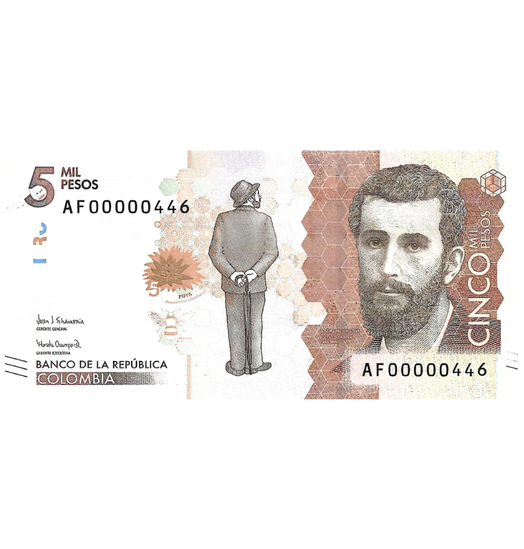 Colombia 5.000 Pesos 2018 Número bajo 446