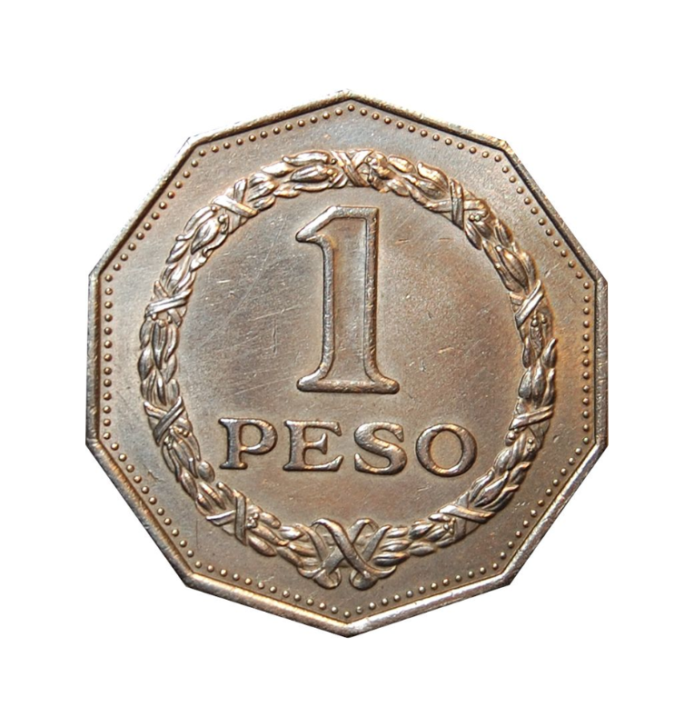 Colombia 1 Peso Decagonal 1967 NO UNC