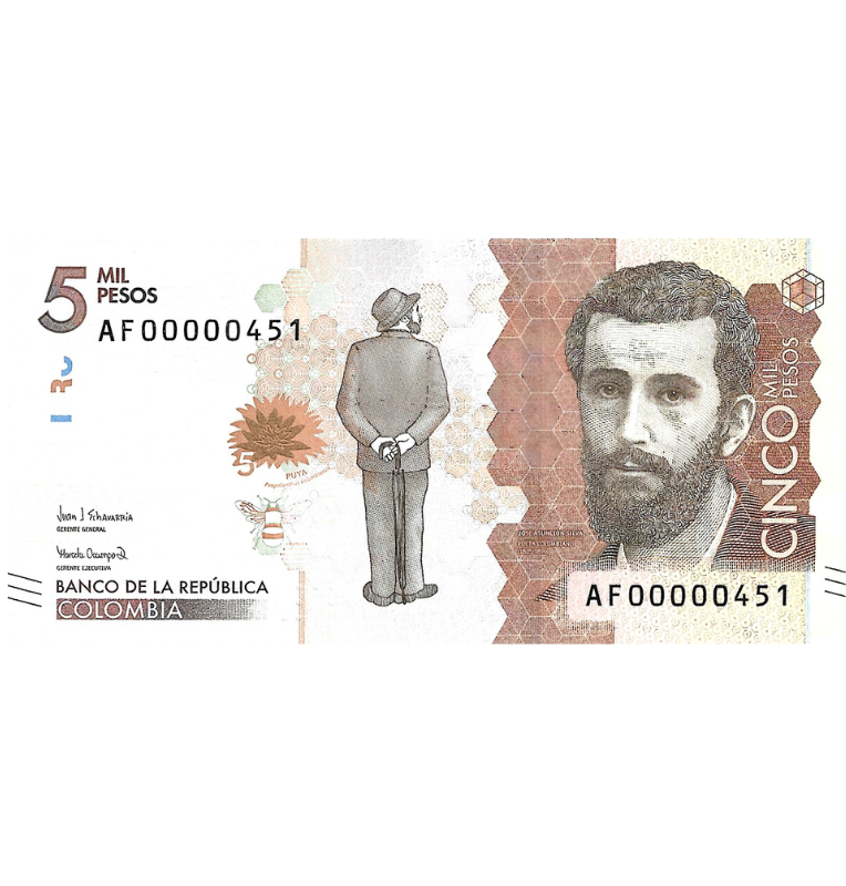 Colombia 5.000 Pesos 2018 Número bajo 451