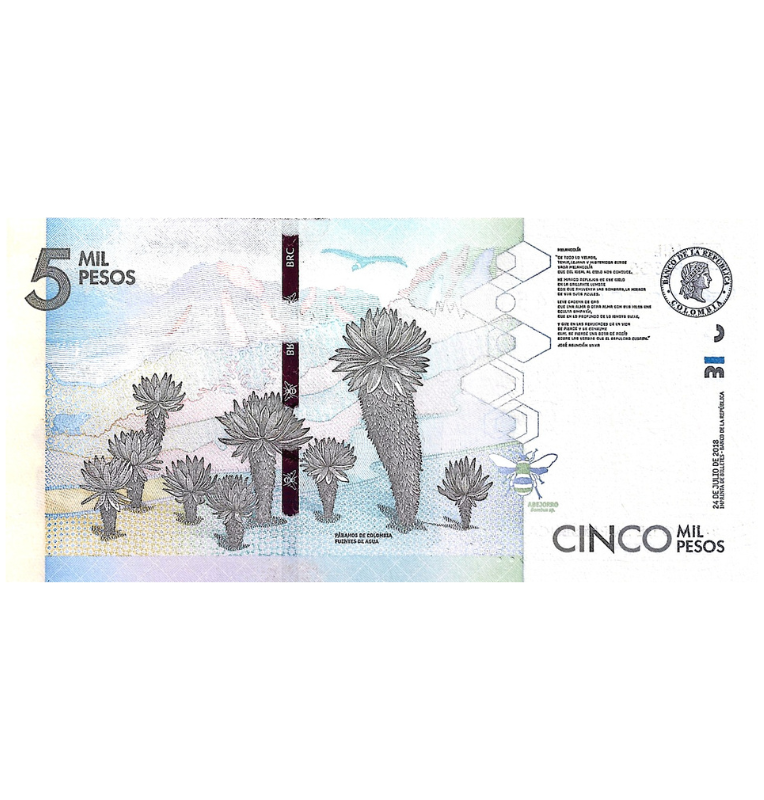 Colombia 5.000 Pesos 2018 Número bajo 451