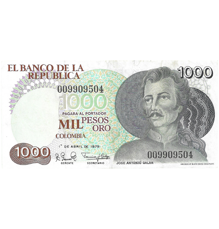 Colombia 1.000 Pesos Oro 1979 NO UNC