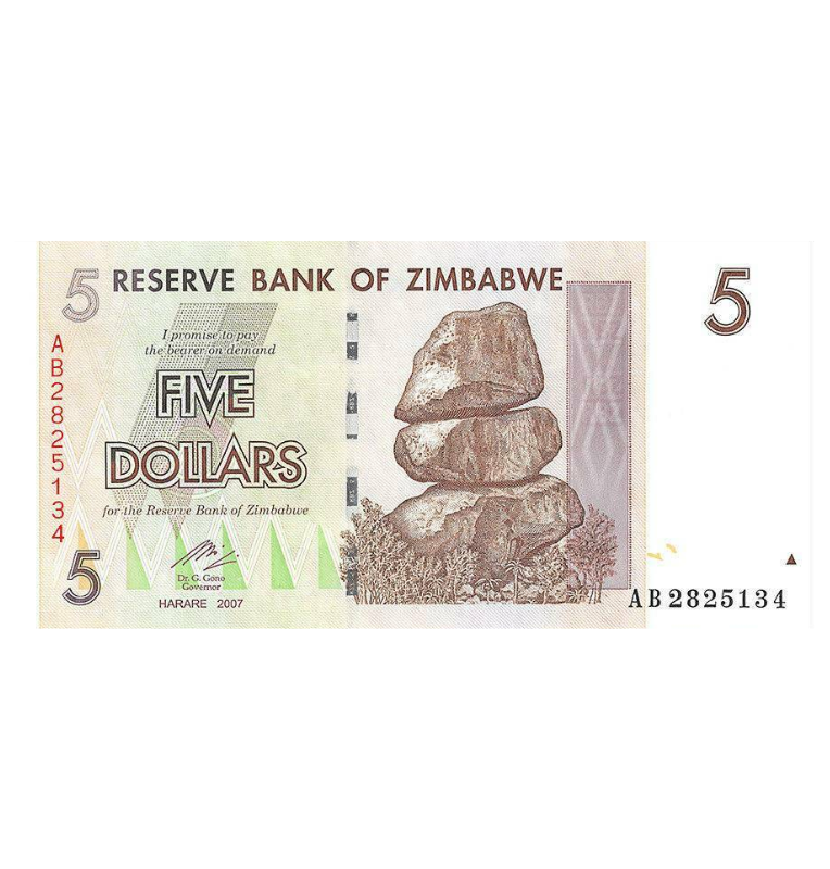Zimbabue 5 Dólares 2007 Pick 66