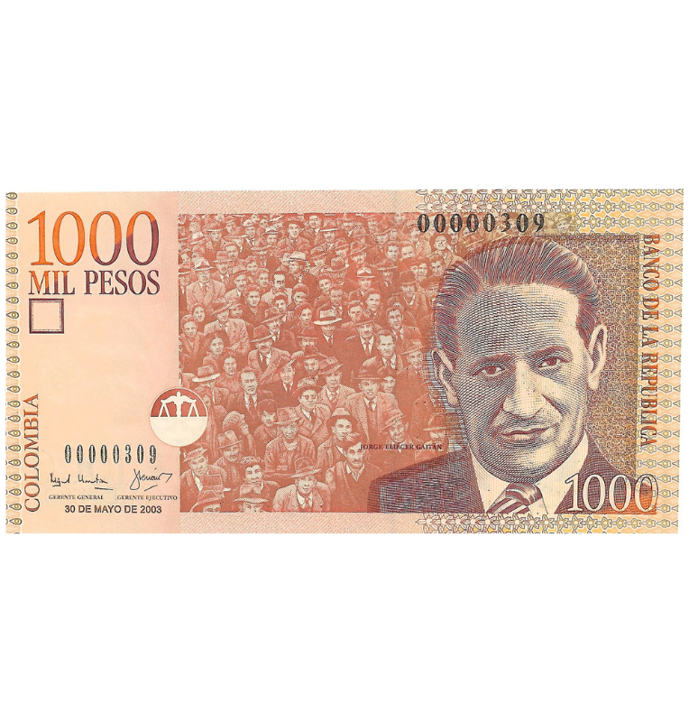Colombia 1.000 Pesos 2003 Número bajo #309