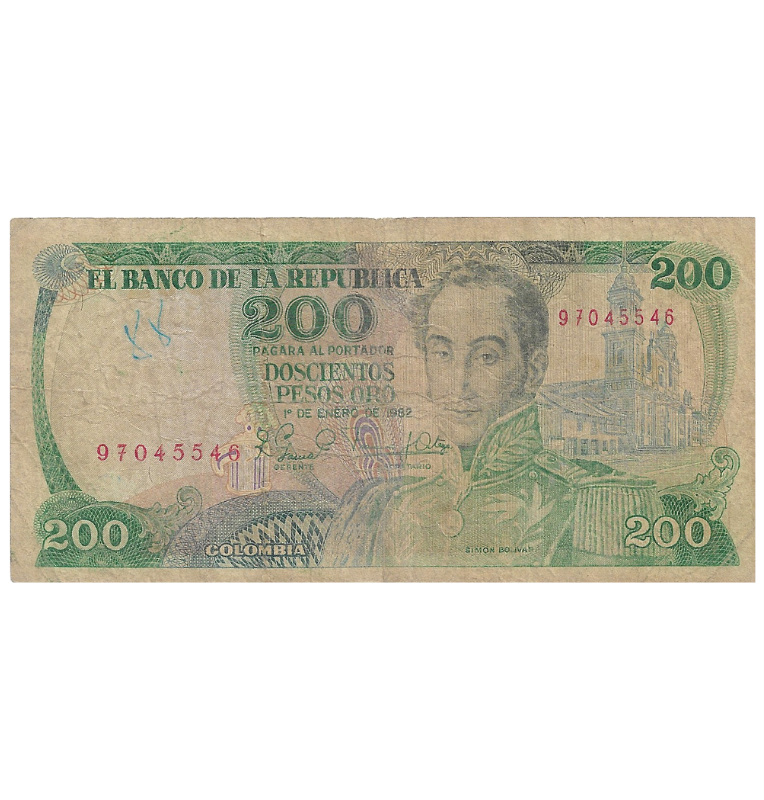 Colombia 200 Pesos Oro 1982 NO UNC