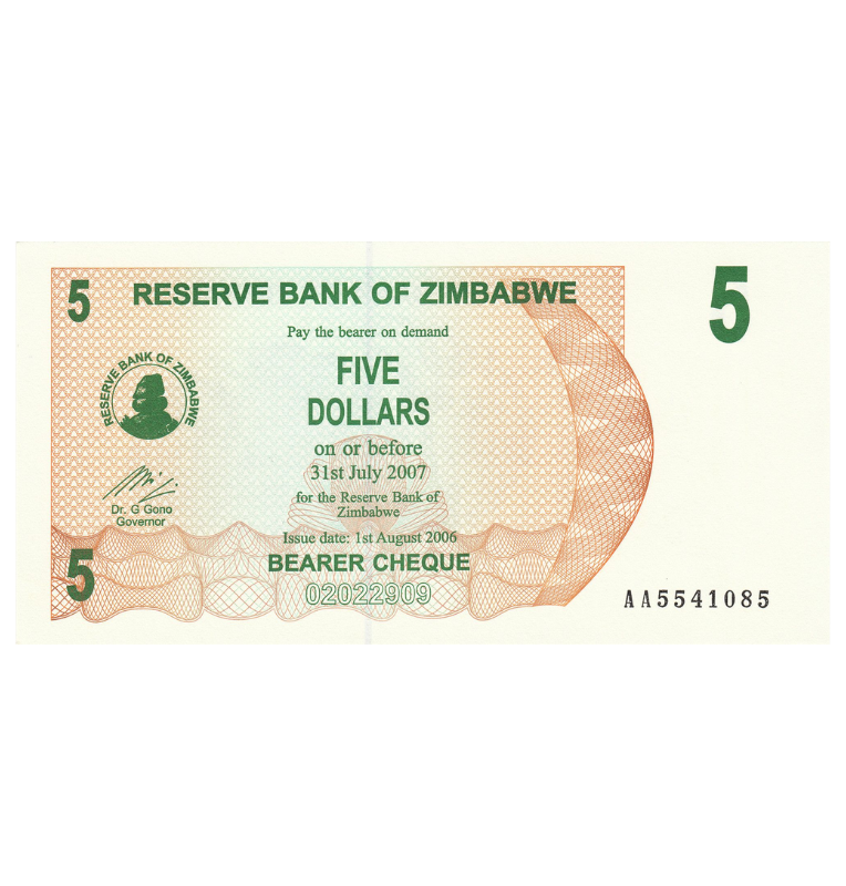 Zimbabue 5 Dólares 2006 Pick 38