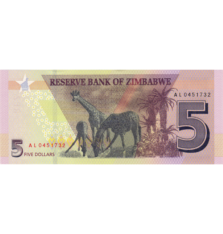 Zimbabue 5 Dólares 2016 Pick 102