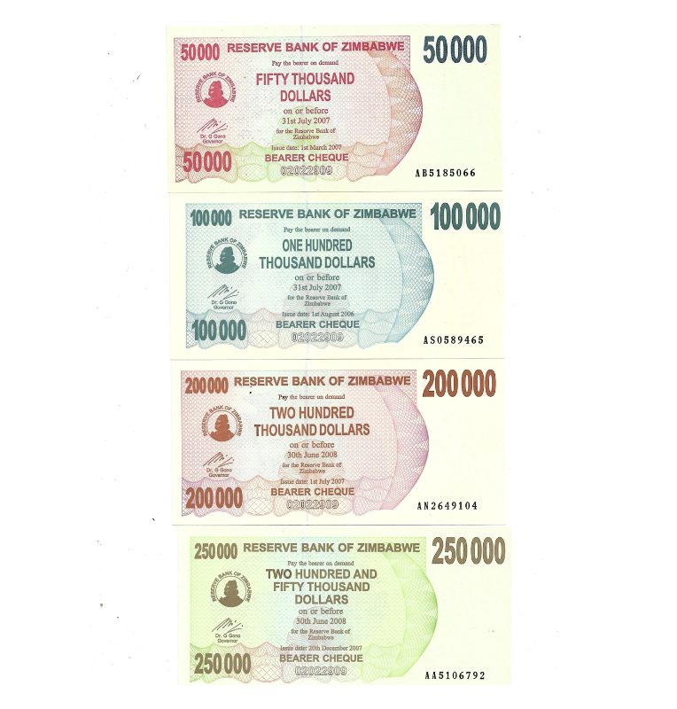 Zimbabue set de 6 billetes 2006-2007