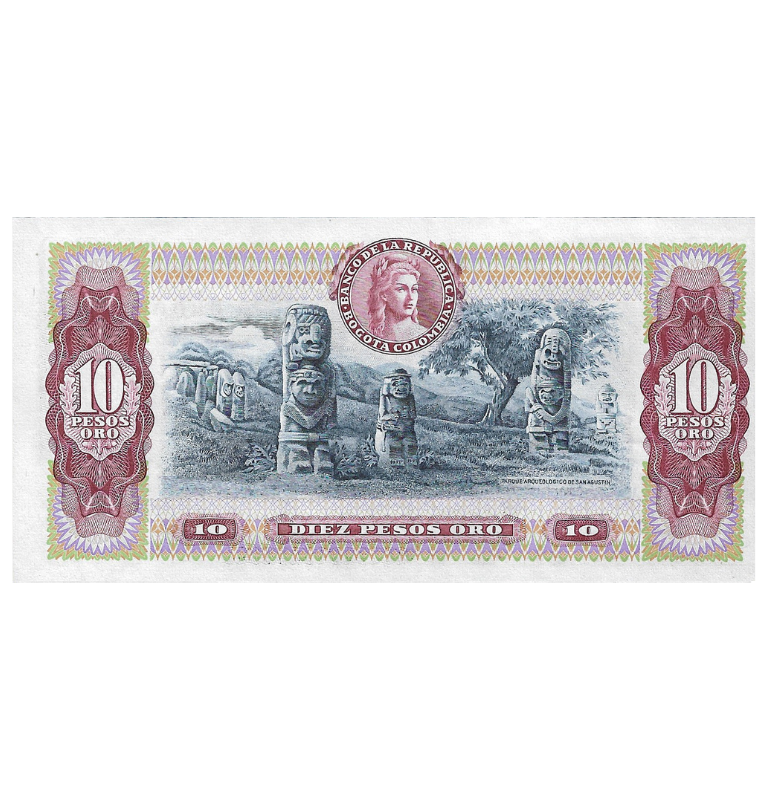 Colombia 10 Pesos Oro 1980 Número bajo 3 dígitos 206