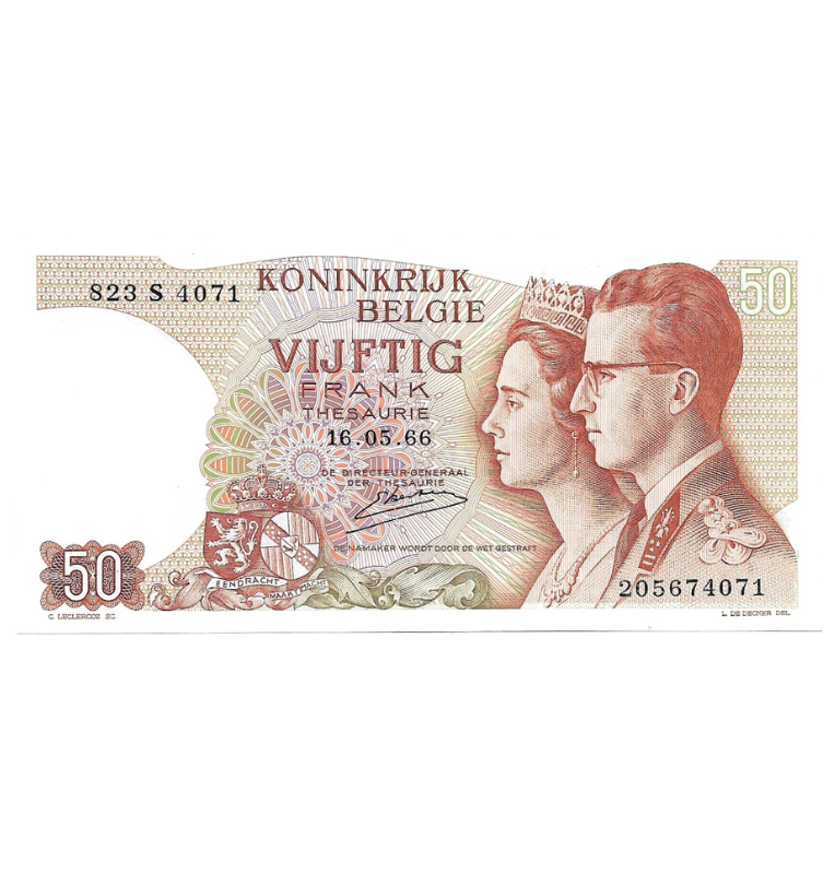Belgica 50 Francs 1966 Pick 139 NO UNC