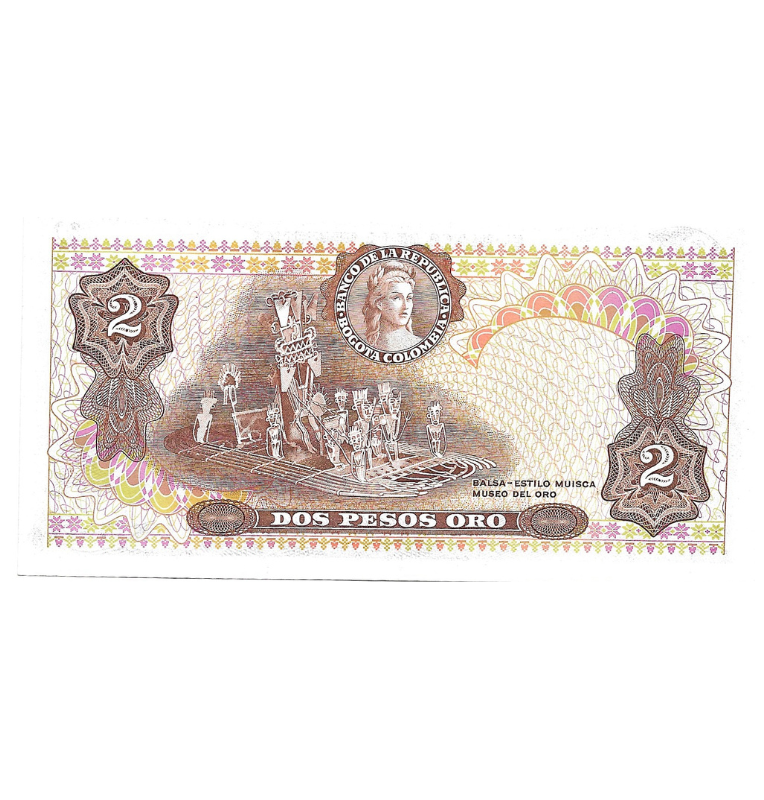Colombia 2 Pesos Oro 1977 NO UNC