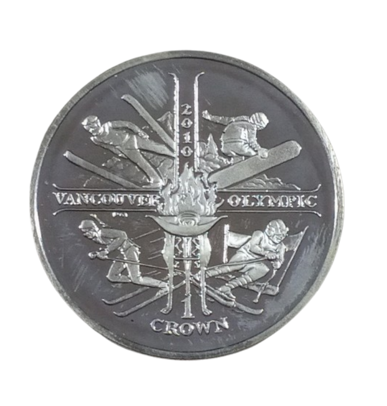 Isla del Hombre 1 Crown Emisión conmemorativa Juegos Olímpicos de Vancouver 2010