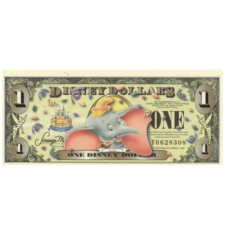 Disney 1 Dólar 2005 Dumbo (Billete de fantasía)