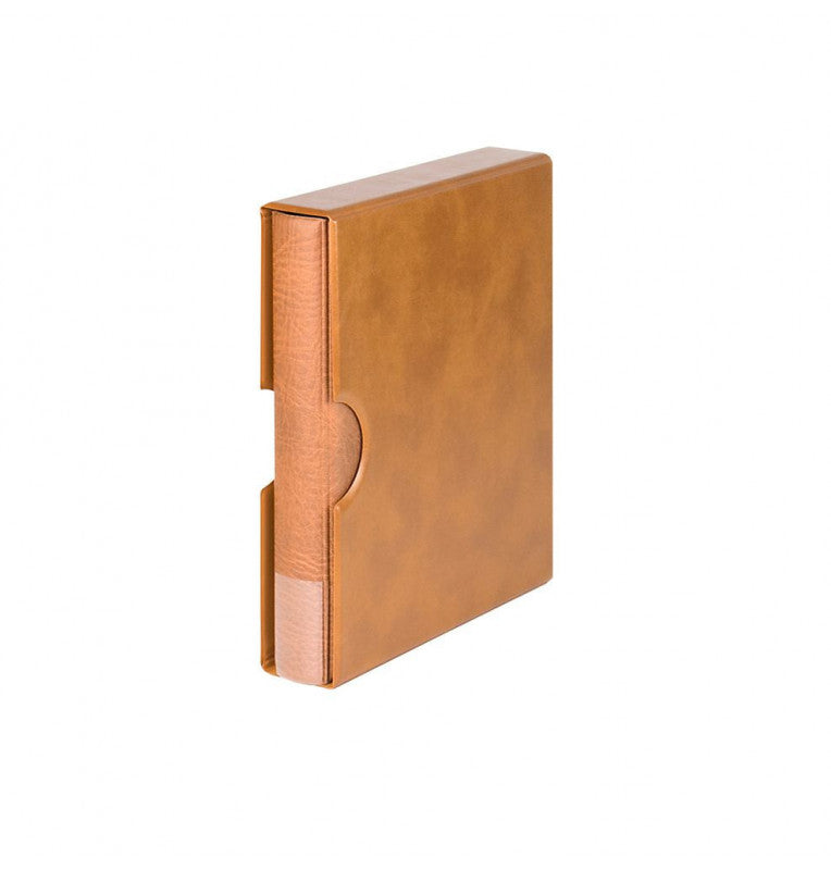 Round banknote album with 10 sheets and case, color: light brown