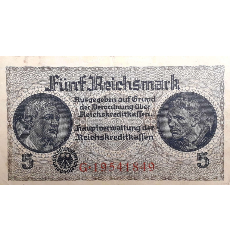 Germany 5 Marks 1939-1944 ND Pick R138Ai (NOT UNC)