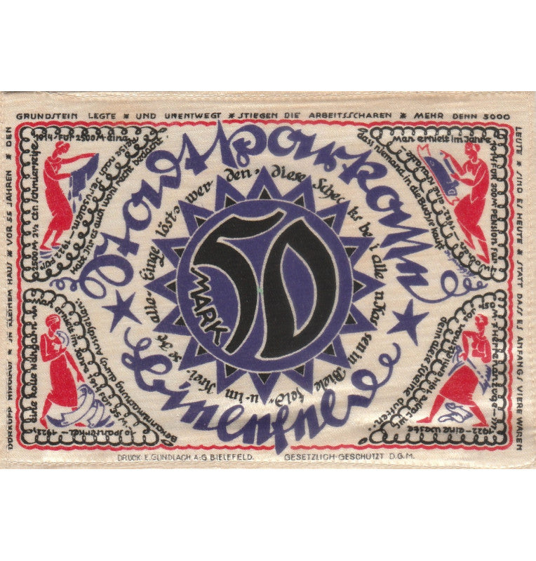 Germany 50 Mark Notgelds of Cloth