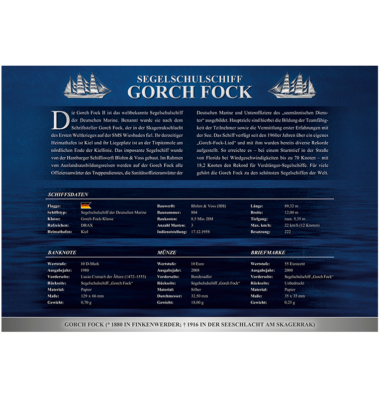 Germany Gorch Fock collection on panel Year 1980-2008