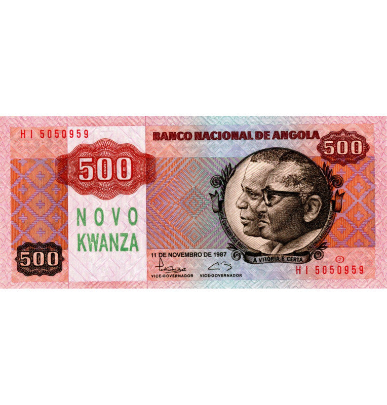 Angola 500 Kwanzas 1987 Pick 123 (with overprint)