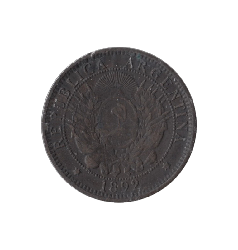 Argentina 2 Cents 1892 KM 33. NO UNC